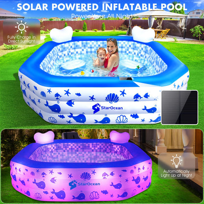 Inflatable Pool with Lights for Kids & Adults
