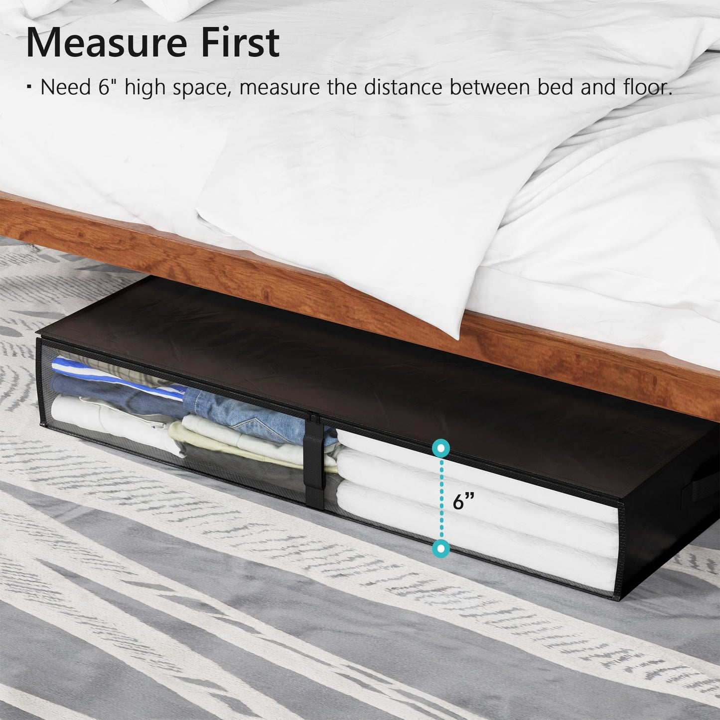 SUOCO 4 Pack Durable Under Bed Storage Containers, 75L Large Foldable Underbed Storage Bags Bins Drawers Organizer for Bedding, Clothing, Shoes
