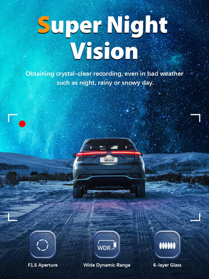 Dash Cam Front and Rear 2K+1080P, Free 64GB SD Card, Built-in WiFi, 4K Single Front Dash Camera for Cars, Car Camera, Dual Dashcams for Cars with Night Vision, 24 Hours Parking Monitor, Loop Recording