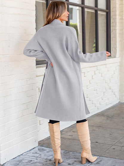 ANRABESS Women's Cardigan Long Sweater Oversized Open Front Knit Coatigan Duster Coat 2025 Trendy Fall Outfits Outerwear Light Grey Large