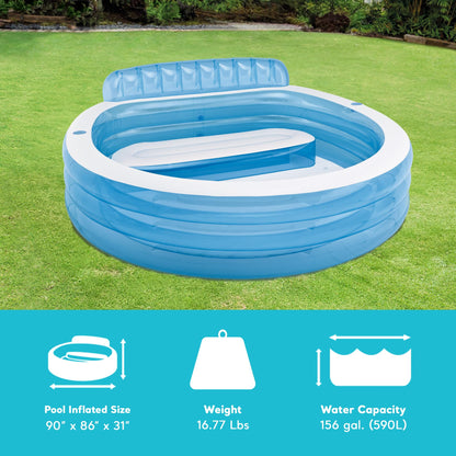 Intex Inflatable Family Lounge Pool with Cup Holders