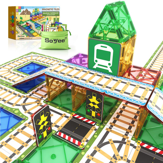 Magnetic Tiles Train Track Playset for Kids