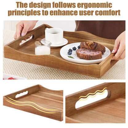 LYNG Acacia Wood Serving Tray with Silicone Dividers