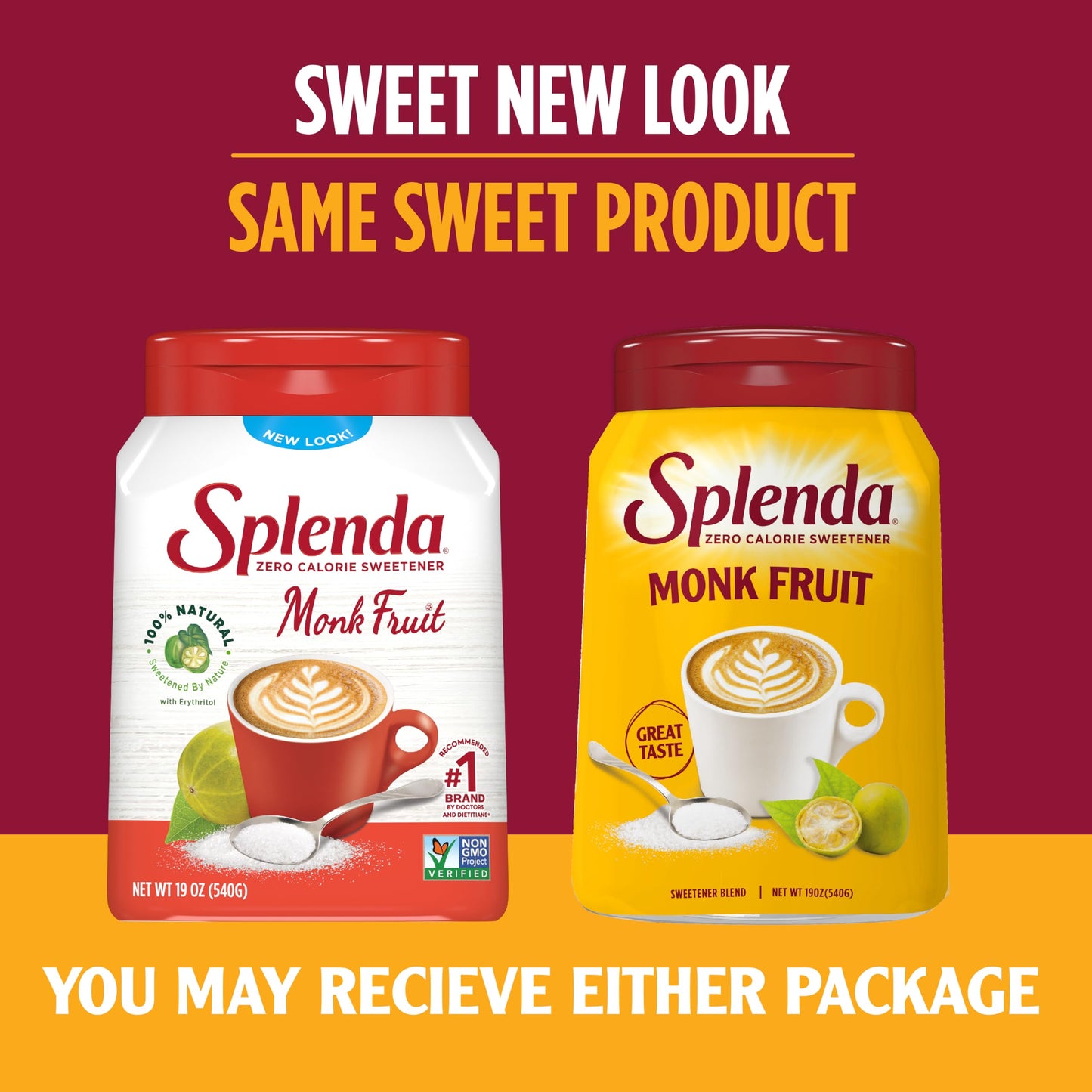 SPLENDA Monk Fruit Zero Calorie Sweetener 19 oz