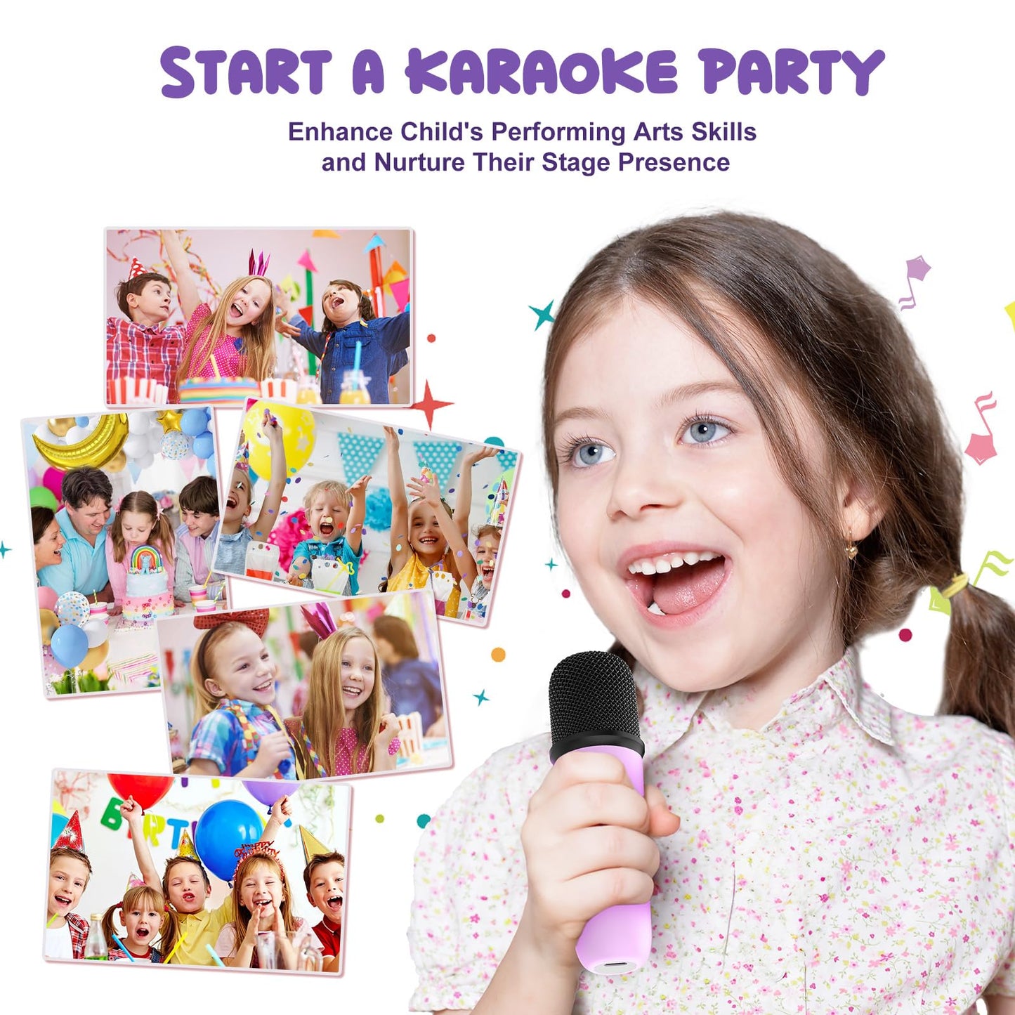 Portable Karaoke Machine with Bluetooth & Microphones