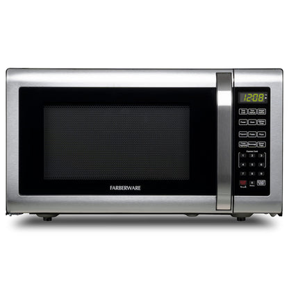 Farberware Countertop Microwave 1100 Watts, 1.6 Cu. Ft. - Microwave Oven With LED Lighting and Child Lock - Perfect for Apartments and Dorms - Easy Clean Stainless Steel