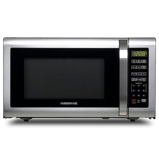 Farberware Countertop Microwave 1100 Watts, 1.6 Cu. Ft. - Microwave Oven With LED Lighting and Child Lock - Perfect for Apartments and Dorms - Easy Clean Stainless Steel