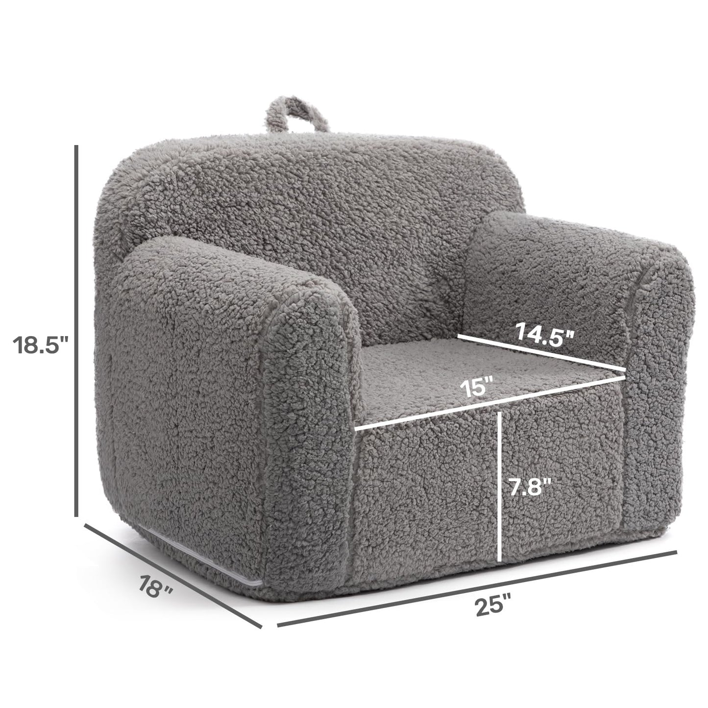 ALIMORDEN Kids Ultra-Soft Snuggle Foam Filled Chair, Toddler Cuddly Sherpa Reading Couch for Boys and Girls, Grey