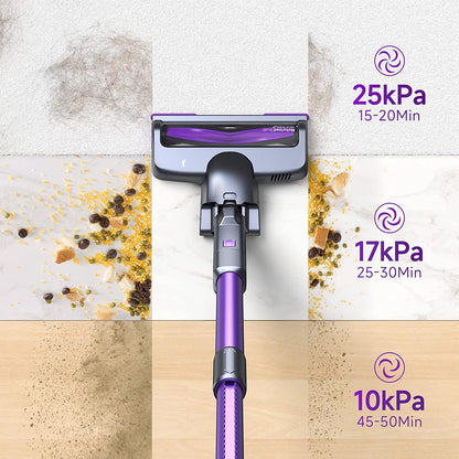 Lubluelu Cordless Vacuum Cleaner,25000Pa Cordless Stick Vacuum with 235W Brushless Motor, 50min Runtime, Detachable Battery, Self-Standing Vacuum for Hard Floor, Carpet, Pet Hair