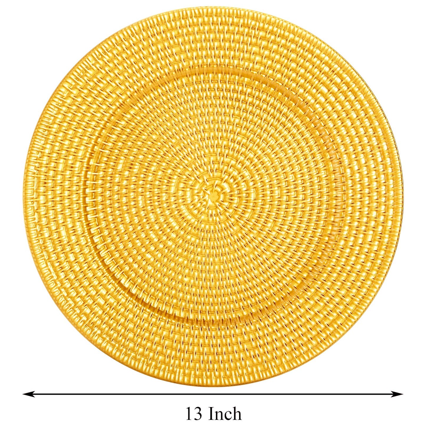 Nicunom 12 Pack Gold Charger Plates, 13 Inch Round Chargers Plate Reusable Plastic Chargers for Dinner Plates, Decorative Charger Plates for Table Setting Wedding Party Event Decoration