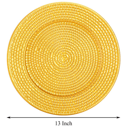 Nicunom 12 Pack Gold Charger Plates, 13 Inch Round Chargers Plate Reusable Plastic Chargers for Dinner Plates, Decorative Charger Plates for Table Setting Wedding Party Event Decoration
