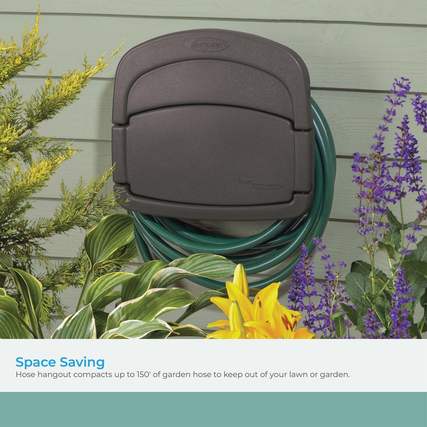 Suncast DHH150ST Deluxe Hangout Hose Hanger,Stoney Gray ,1 Count (Pack of 1)