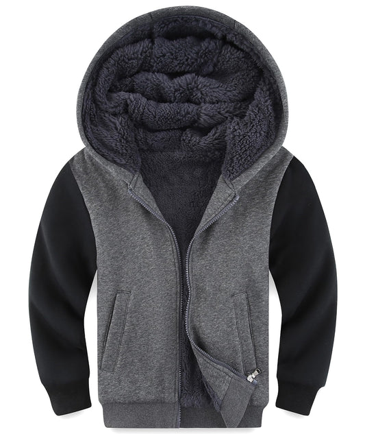 Boys Fleece Lined Zip Up Hoodie Jacket