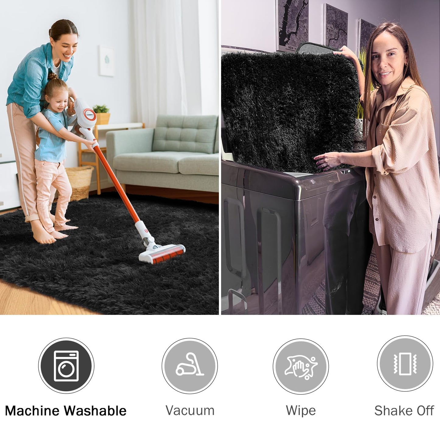 Machine Washable Shag Area Rug 4x6