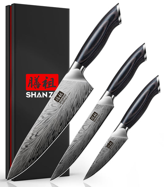 3PCS SHAN ZU Ultra Sharp Kitchen Knife Set