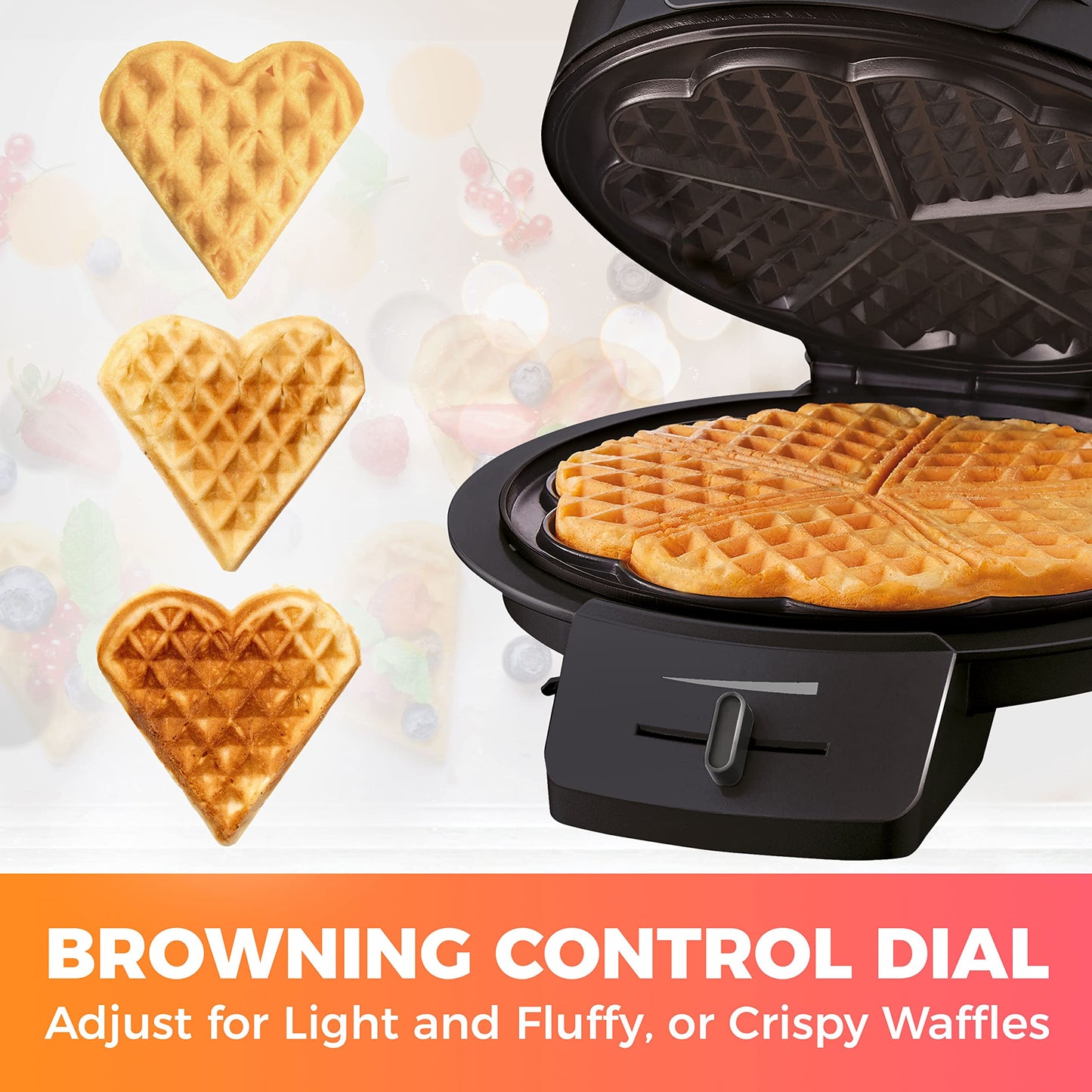 MÜELLERHOME Heart Waffle Maker with Adjustable Control