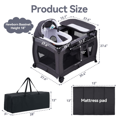 Pamo Babe Portable Playpen with Mattress and Changing Table