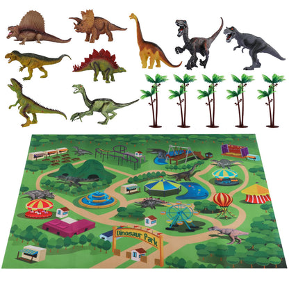 Dinosaur Figures Playset with Mat and Trees