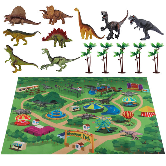 Dinosaur Figures Playset with Mat and Trees