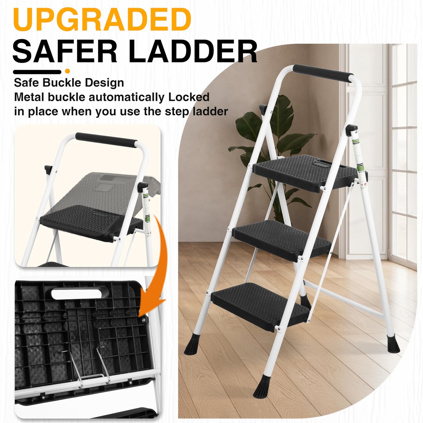 Portable Folding Step Ladder with Anti-Slip Pedal