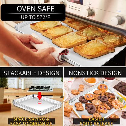 2-Pack Stainless Steel Cookie Baking Sheet Set