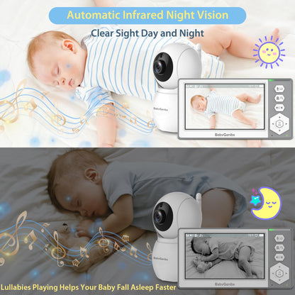 Baby Monitor with Camera and Audio, 4.3'' Video Baby Monitor with 1000ft Long Range and 30-Hour Battery, Baby Monitor No WiFi, Remote Pan-Tilt-Zoom, Night Vision, ECO Mode, 2-Way Talk