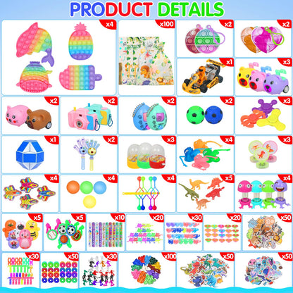 Erotodo 607 Pcs Party Favors for Kids, Fidget Toys Pack, Party Toys Assortment, Treasure Box Prizes, Goodie Bag Stuffers for Kids, Carnival Prizes, Autism Sensory Toys, Stocking Stuffers