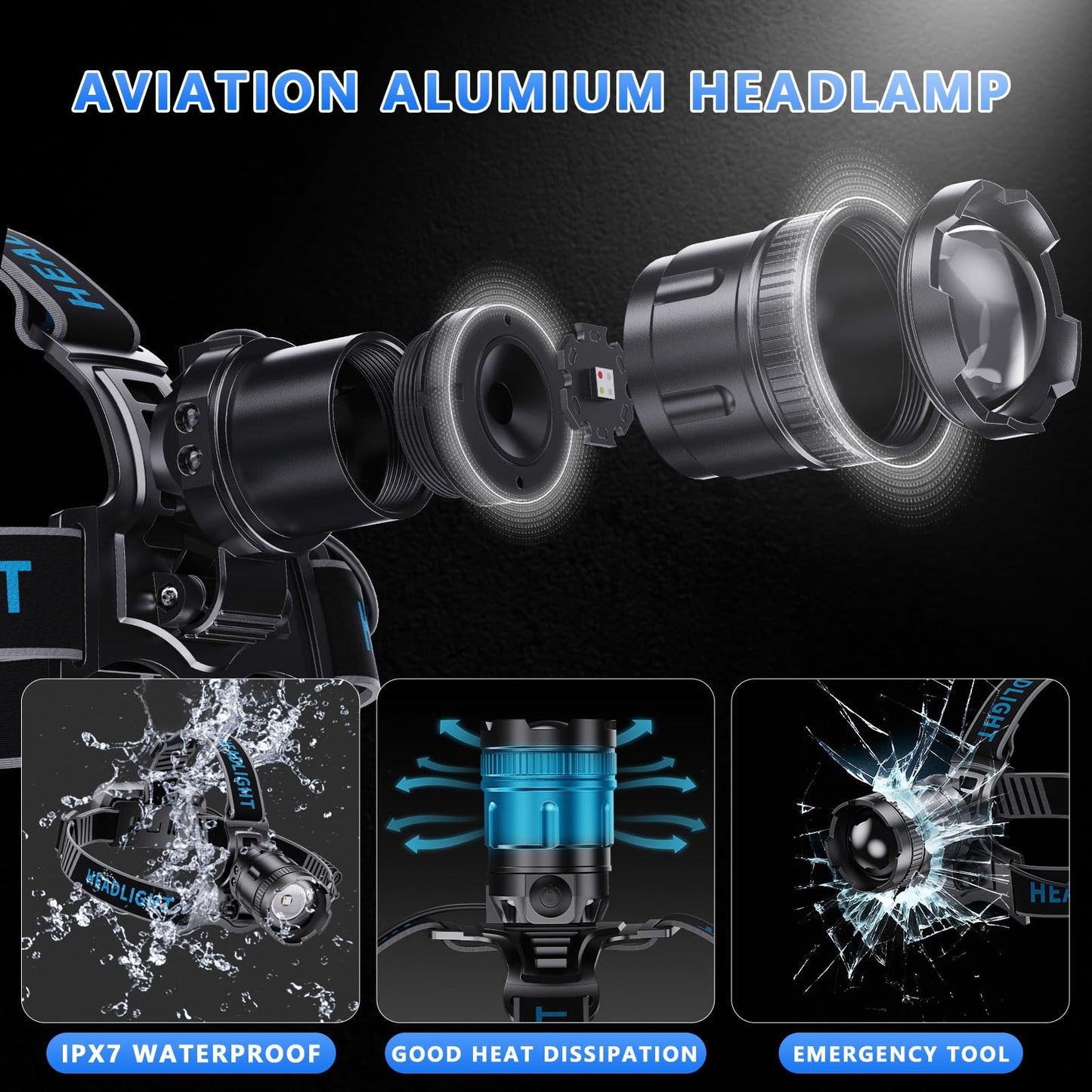 990000LM Rechargeable LED Headlamp with Sensor