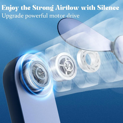 Handheld Mini Fan with USB Rechargeable 1000mAh Battery, Portable Hand Held Lash Fan for Makeup with 13 Woking Hours, Small Foldable Pocket Fans for Travel, Gifts for Women - Dark Blue