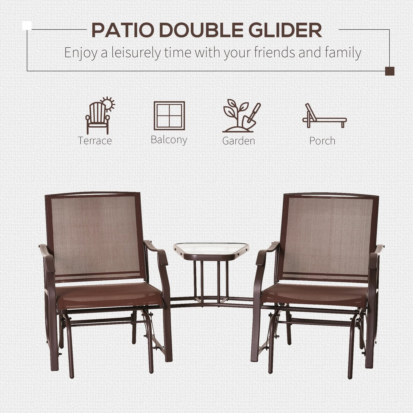Outsunny Outdoor Glider Chairs with Coffee Table