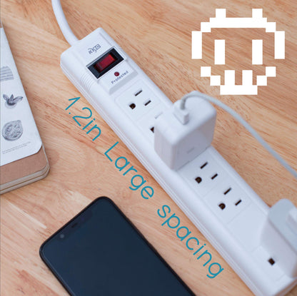 KMC 6-Outlet Surge Protector Power Strip, 2-Pack