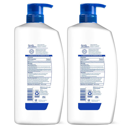 2 Big Bottles Head & Shoulders 2 in 1 Classic Clean Anti-Dandruff  Shampoo 32.1 Oz.