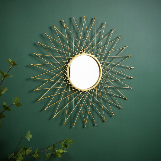 Gold Mirrors for Wall Metal Sunburst Modern Circle Mirrors for Home Décor Decorative Hanging Wall Boho Art Gift for Living Room Bedroom Entryway