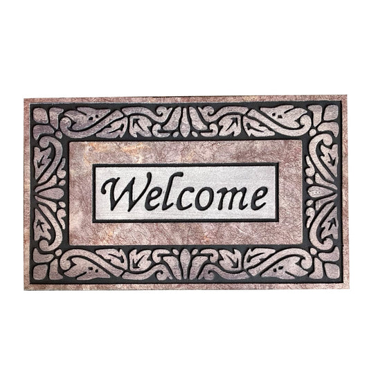 ANDSTAR Door Mat Welcome Pattern Mat 18 x 30 Inch Entryway Door Mat Heavy Duty Non Slip Rubber Back Low Profile Doormat Entry Rugs Indoor Outdoor Entry Decoration for Home, Garage, Patio(1 Pc)