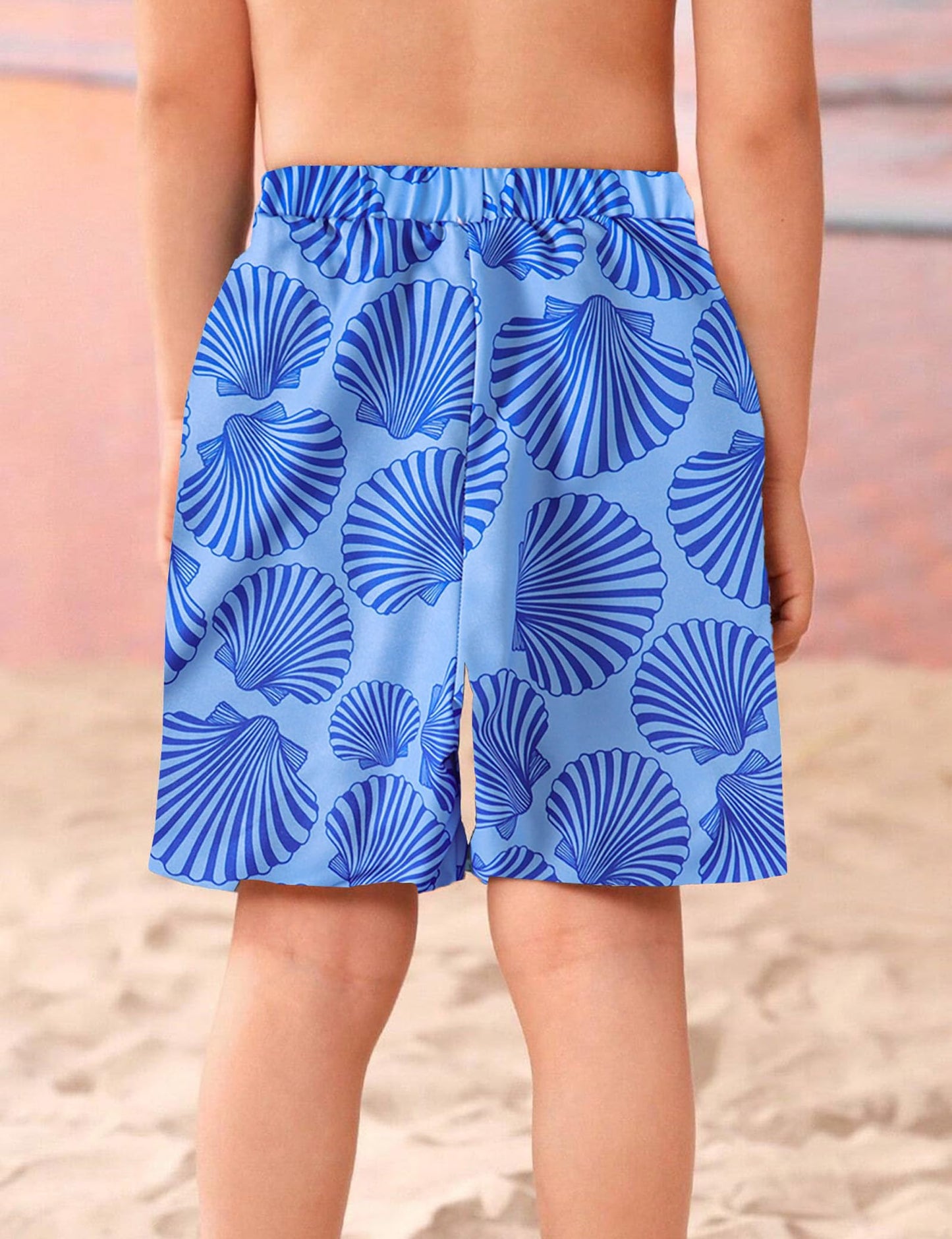 aichilra Boys Swim Trunks with Boxer Brief Liner Compression Anti Swimming Shorts Stretchy Quick Dry Blue Shell 7-8T