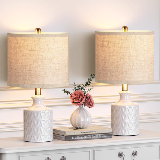 Ceramic Table Lamp Set of 2 with LED Bulbs