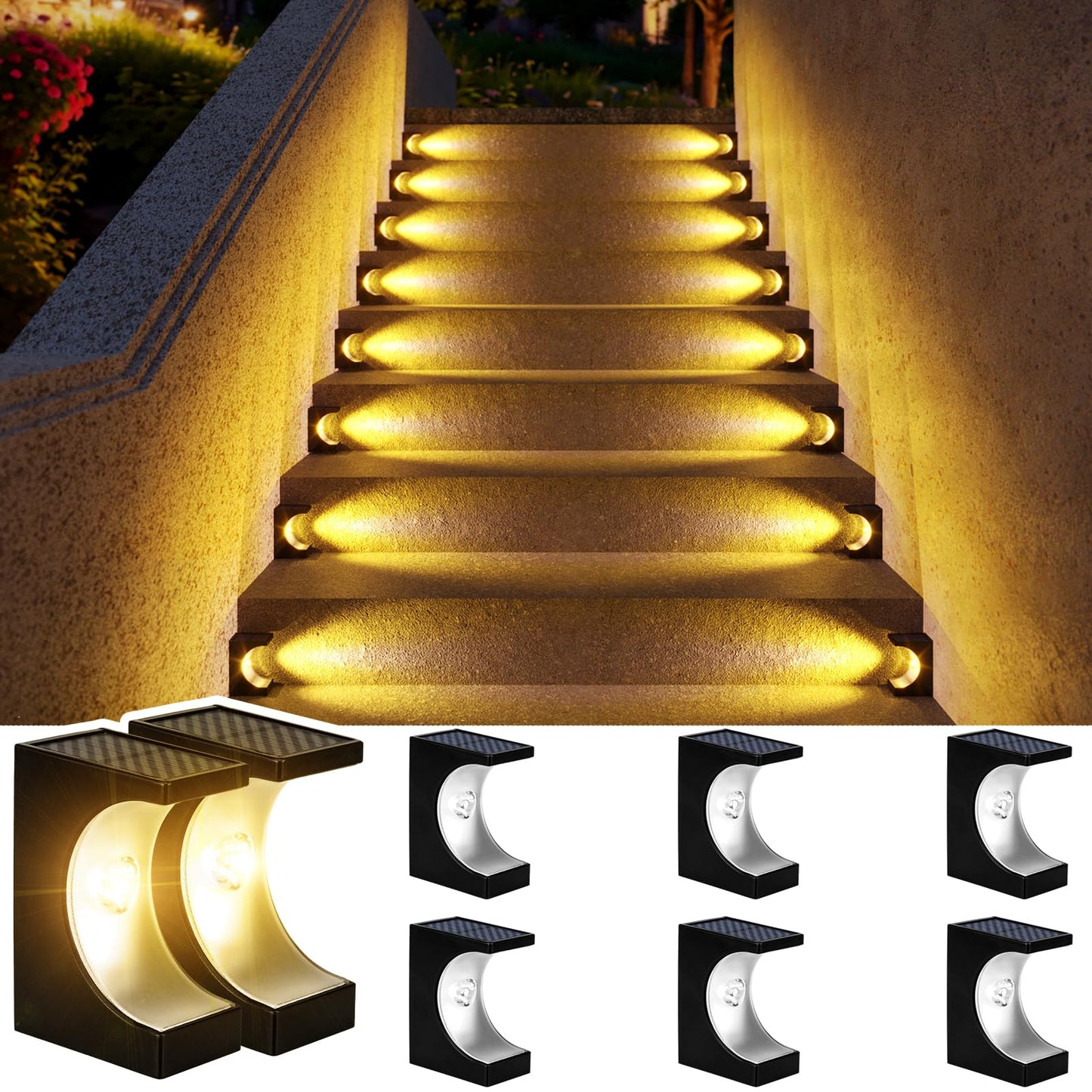 8 Pack Solar Deck Lights for Outdoor Use