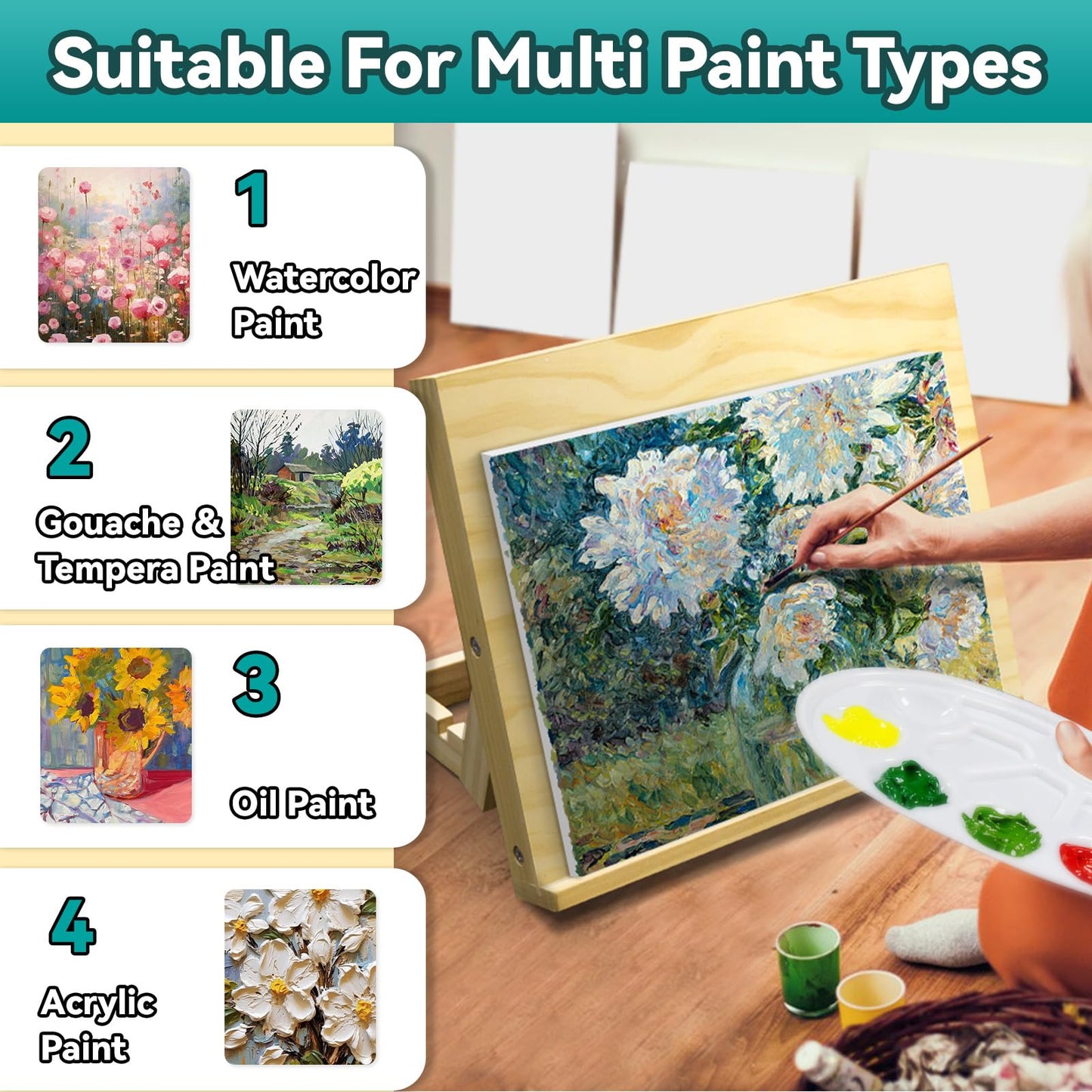 Acrylic Paint Set with Canvases and Easel