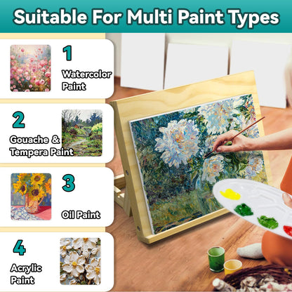 Acrylic Paint Set with Canvases and Easel