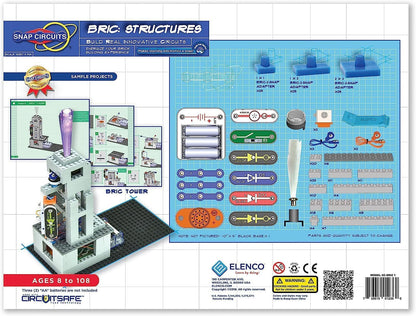 Snap Circuits BRIC: Structures | Brick & Electronics Exploration Kit | Over 20 Stem & Brick Projects | Full Color Project Manual | 20 Parts | 75 BRIC-2-Snap Adapters | 140+ BRICs