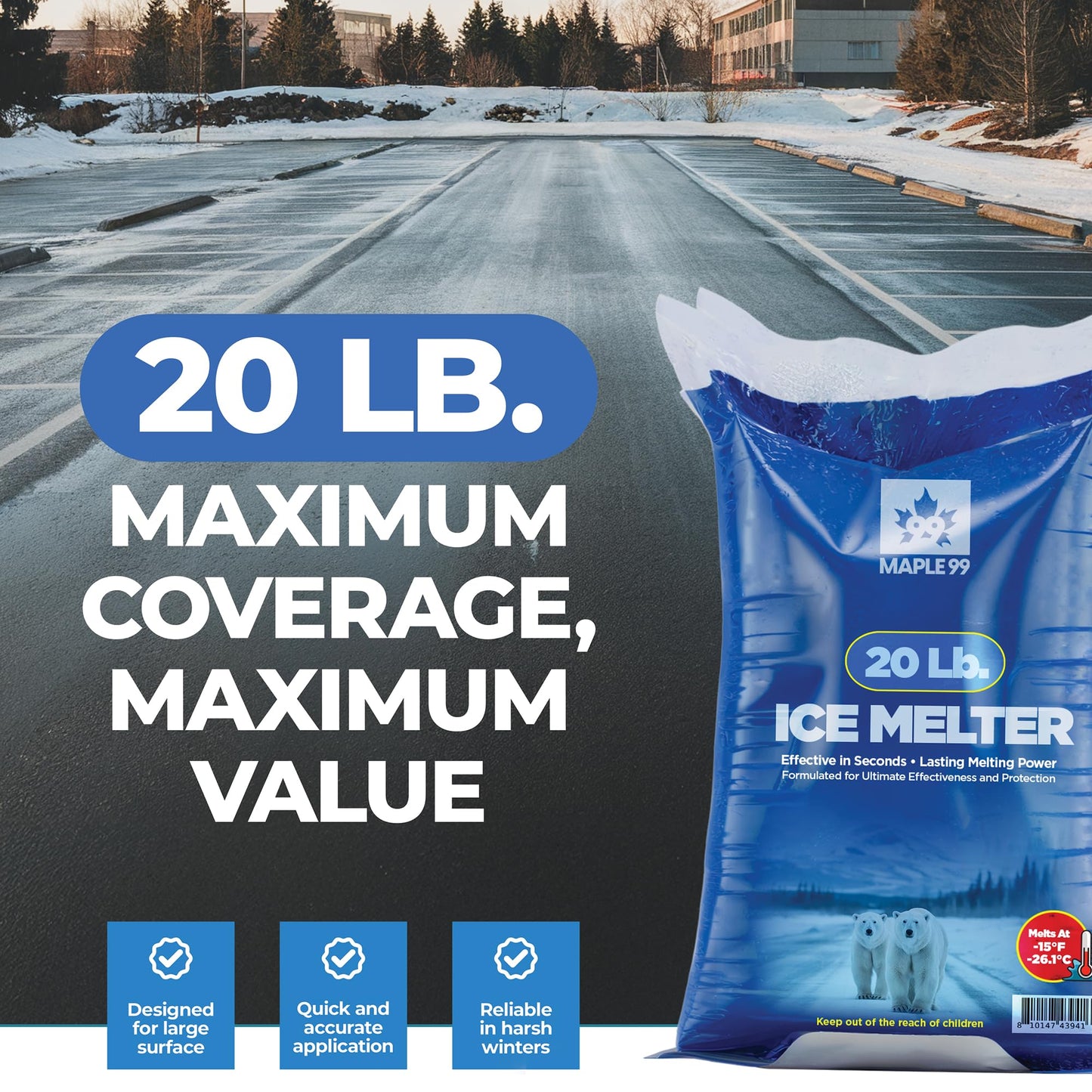 Maple99 Ice Melt for Concrete -20 lb Bag