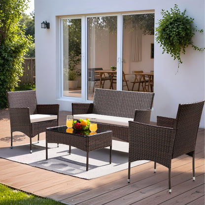 4-Piece Greesum Outdoor Wicker Conversation Set