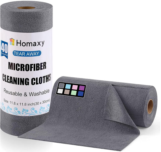 Microfiber Cleaning Cloth Roll, 40 Pack, Lint Free