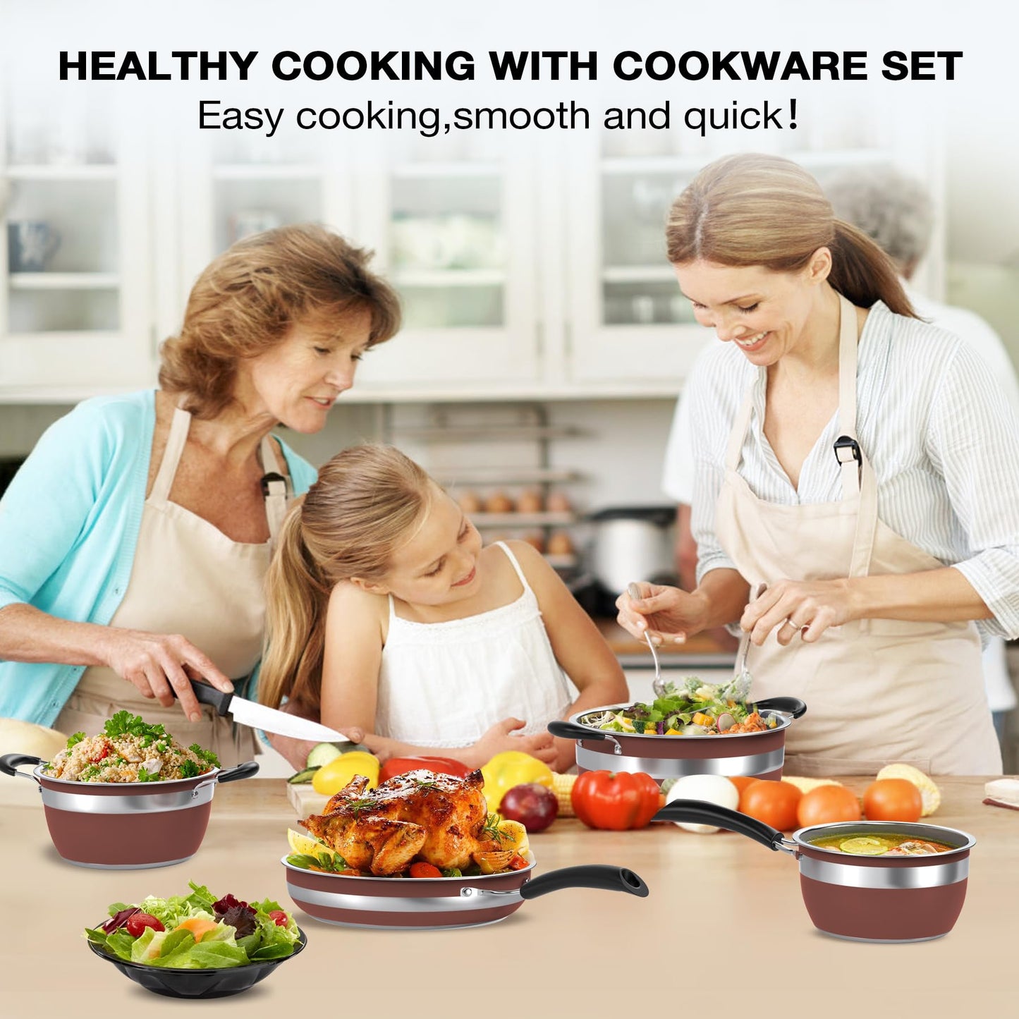 Stainless Steel 10-Piece Cookware Set with Lids