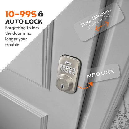 MASOANT Keyless Entry Smart Door Lock Electronic Keypad Deadbolt Lock with Keypads and Key Front Door Lock Set Auto Lock Anti-Peeping Password Weatherproofing Brushed Nickel