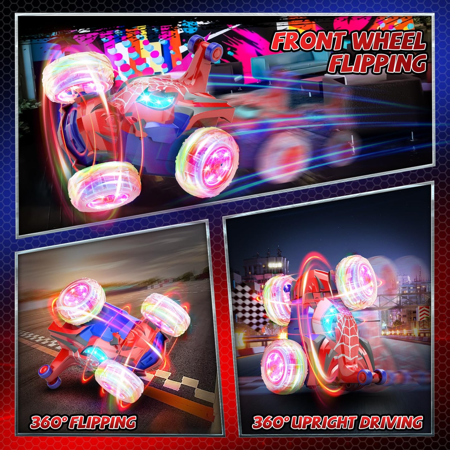 MIXSHAKE 4WD Remote Control Stunt Car with Lights