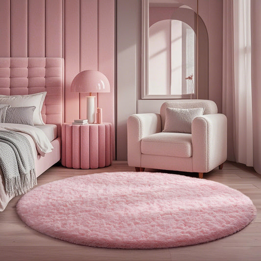 Round Shaggy Area Rug for Kids' Rooms