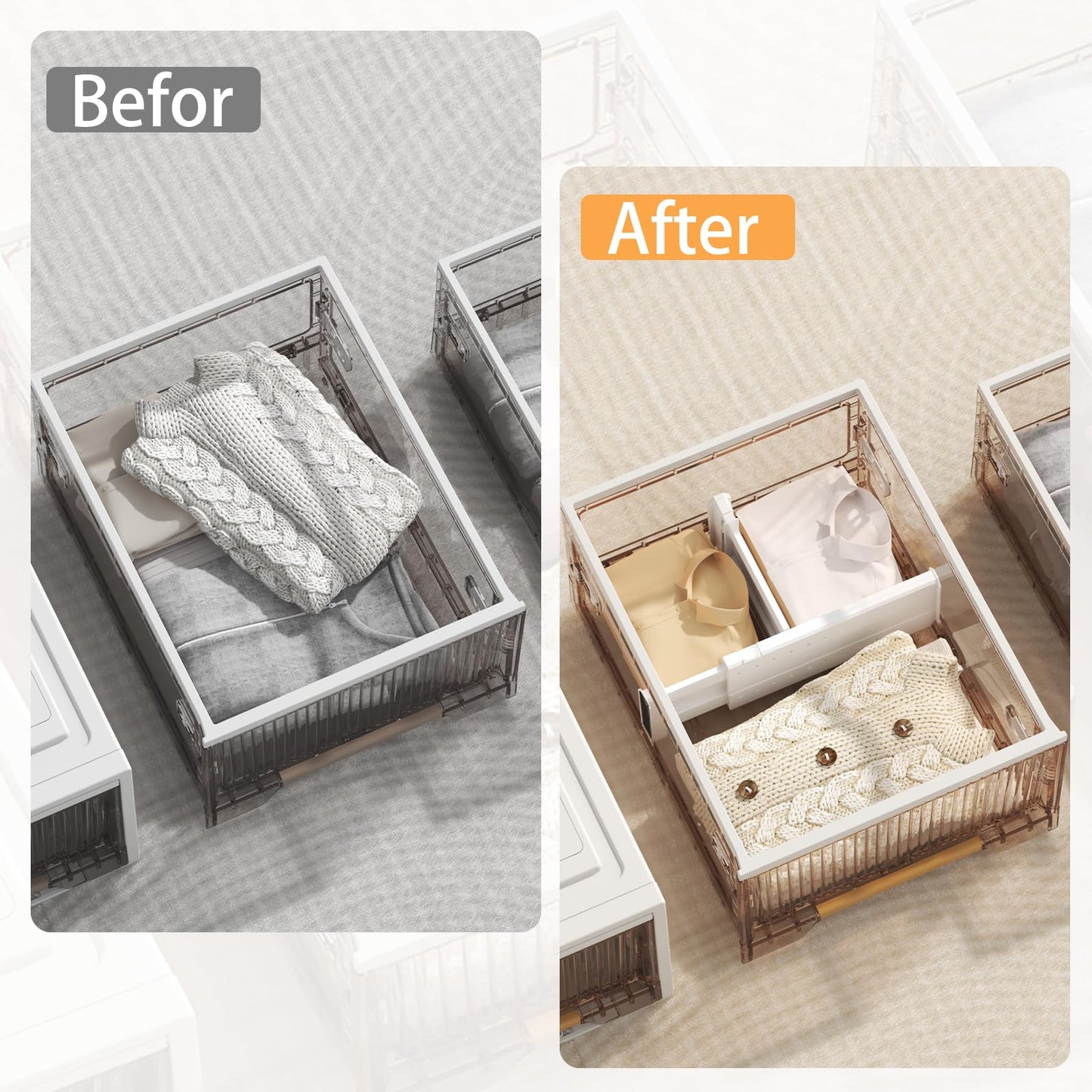 Adjustable 5-Pack Drawer Dividers for Storage