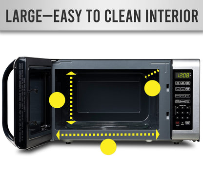 Farberware Countertop Microwave 1100 Watts, 1.6 Cu. Ft. - Microwave Oven With LED Lighting and Child Lock - Perfect for Apartments and Dorms - Easy Clean Stainless Steel