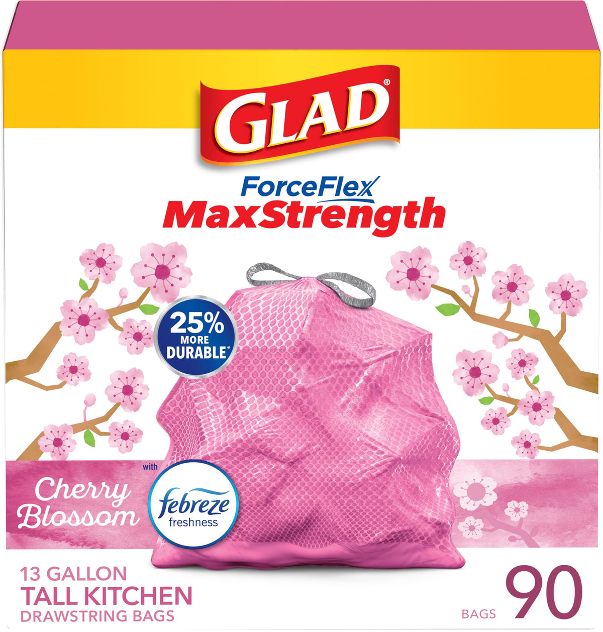 90 Count Glad ForceFlex 13 Gallon Kitchen Trash Bags